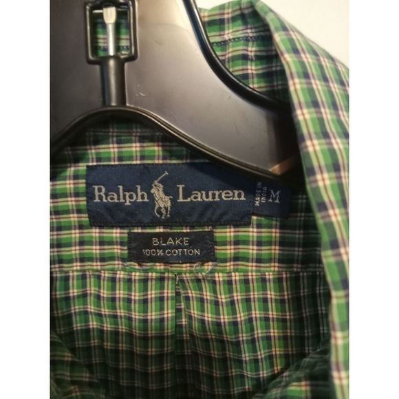 Ralph Lauren Blake‎ Green Check Pattern Single Pocket Horse Logo Shirt Mens Size - Picture 3 of 4